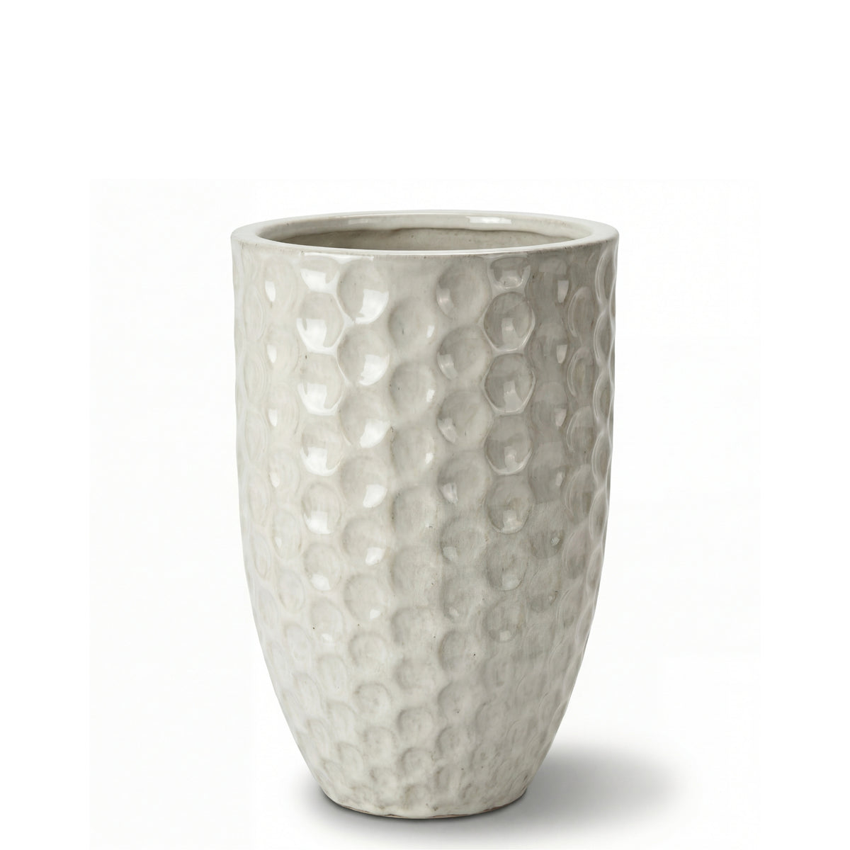 Merovee-plantenbak 23x35 cm crème van geglazuurd keramiek, vooraanzicht op witte achtergrond