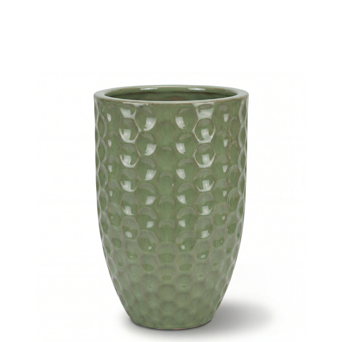 Pot Merovee 23x35 cm perle de jade en terre cuite émaillée, vue de face sur fond blanc