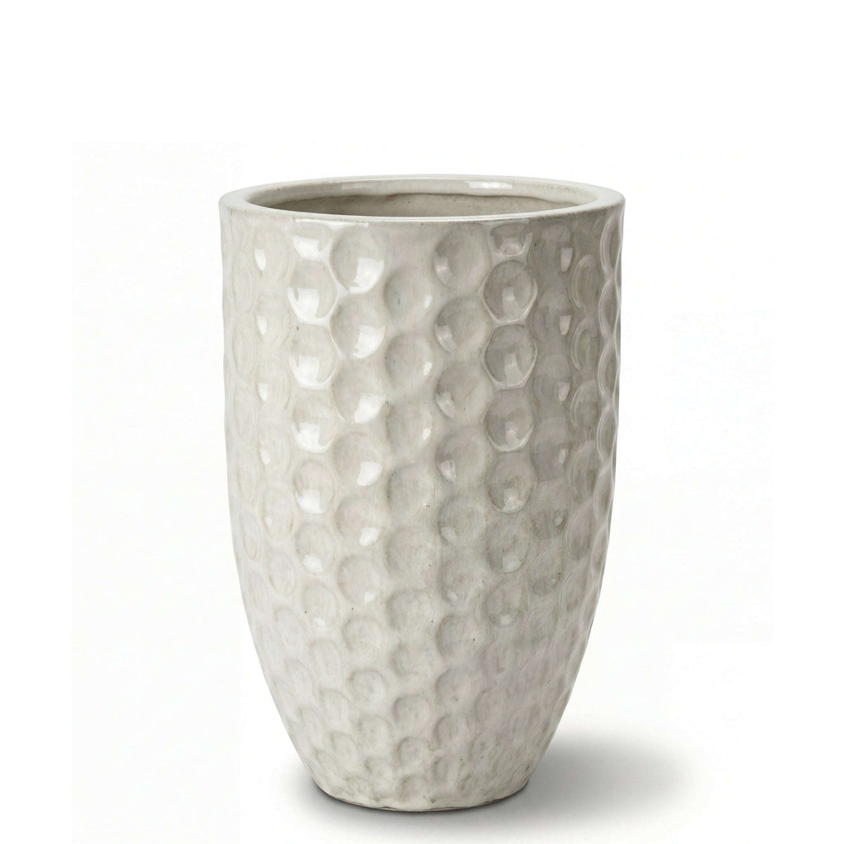 Vaso Merovee 30x45 cm Crema in ceramica smaltata, vista frontale su sfondo bianco