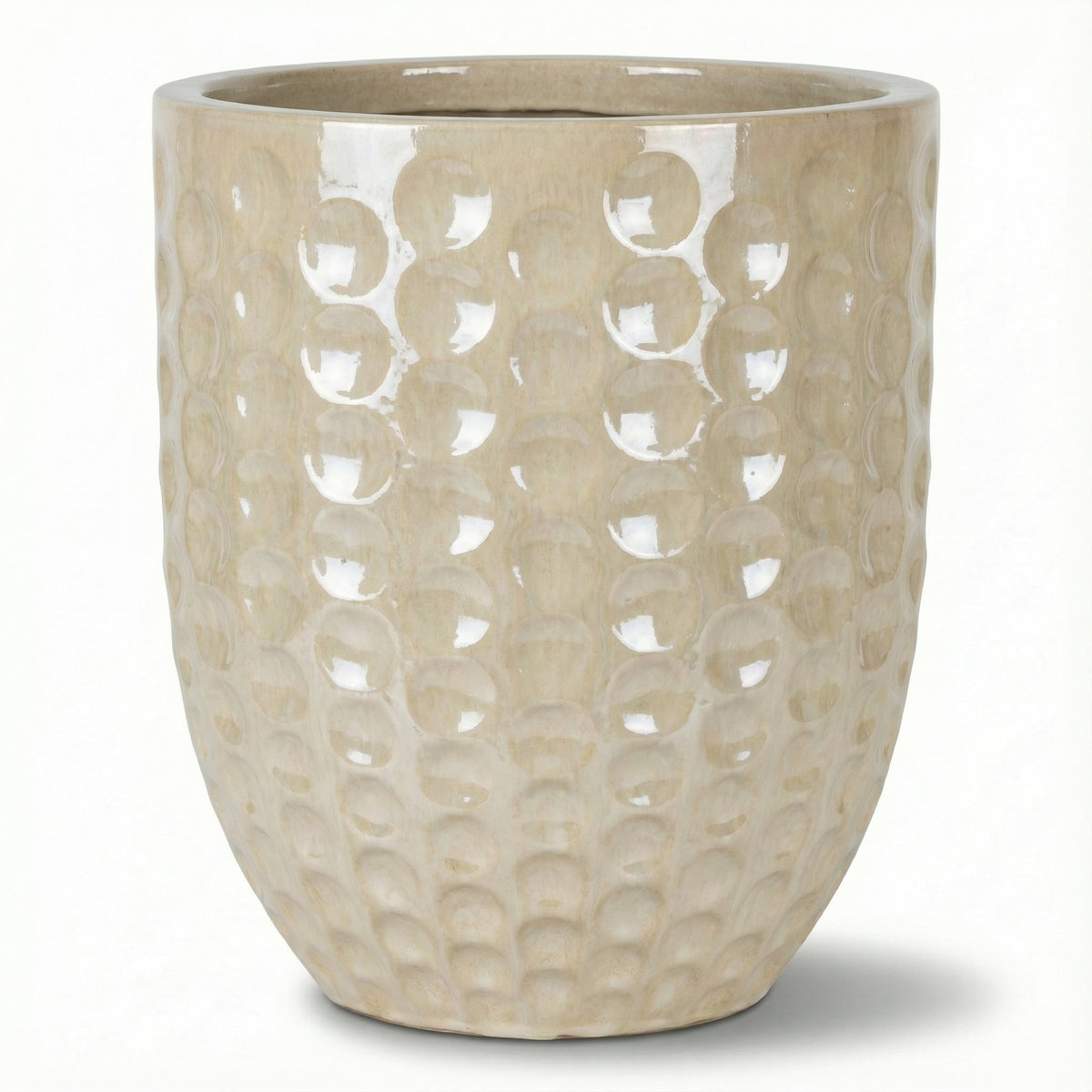 Pot Merovee en forme d'amphore 55x65 cm perle en terre cuite émaillée, vue de face sur fond blanc