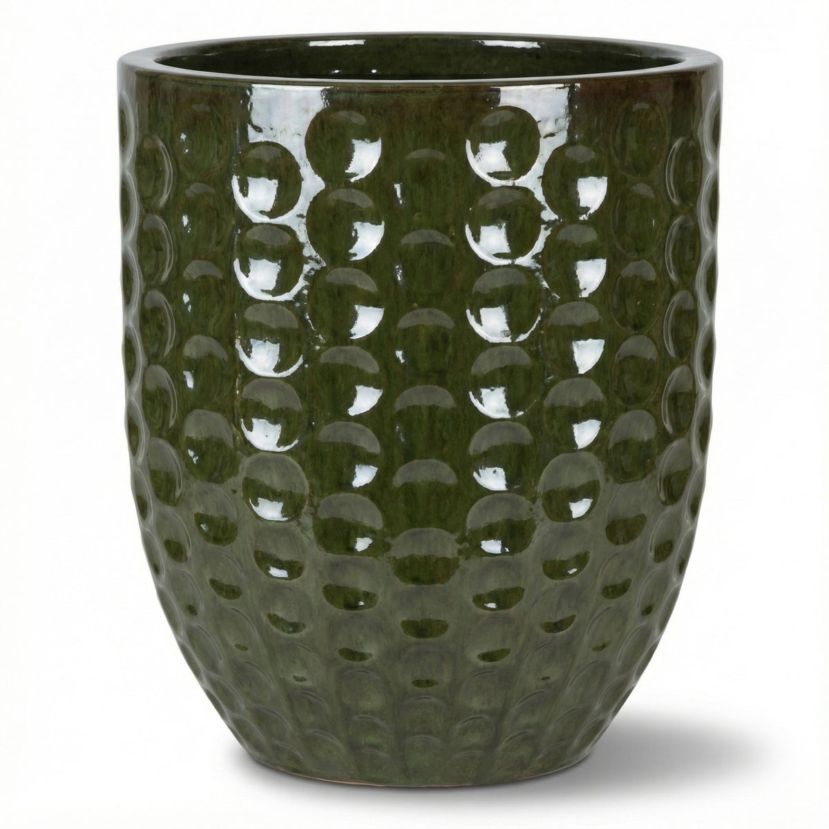 Pot Merovee en forme d'amphore 55x65 cm vert tropical en terre cuite émaillée, vue de face sur fond blanc