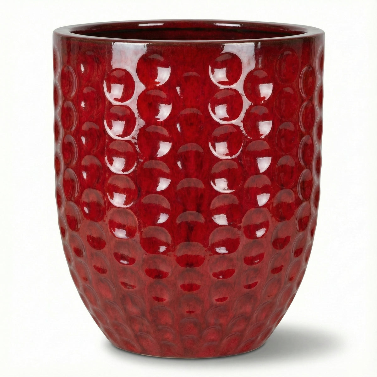 Merovee amphora-shaped planter 55x65 cm Tropical Red in glazed ceramic, front view on a white background