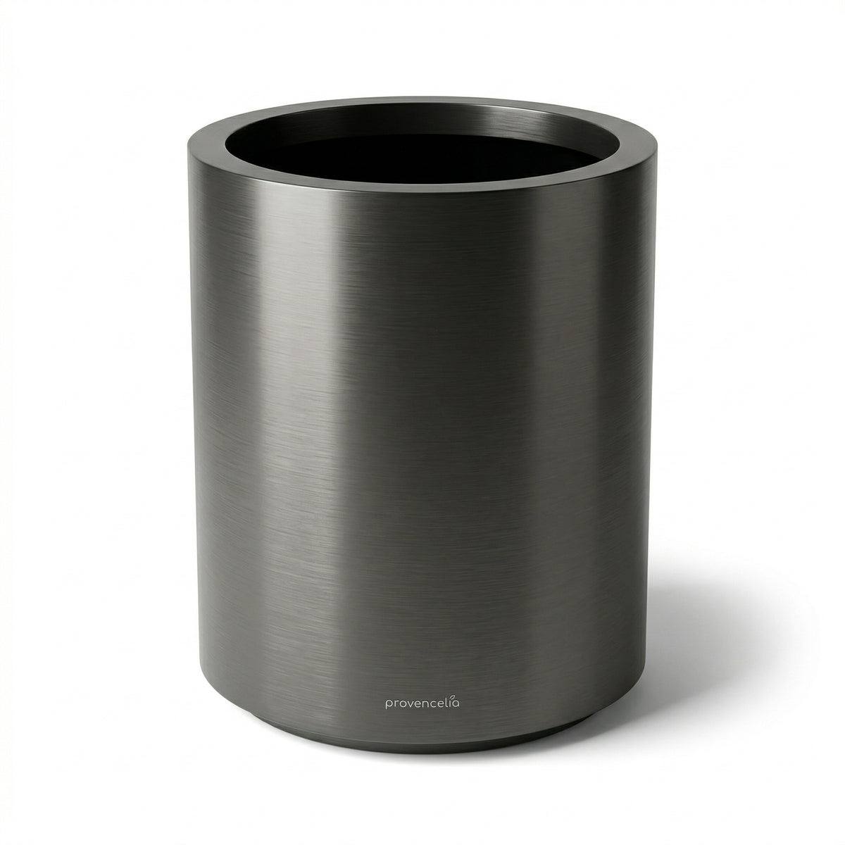 Vaso Métropole cilindrico 40x50 cm Metallo Gun in metallo zincato, vista frontale su sfondo bianco