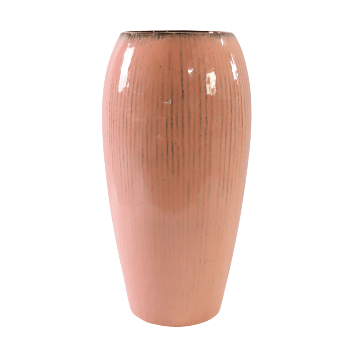 Decoratieve plantenbak Milano 31x61 cm roze van geglazuurd keramiek, vooraanzicht tegen witte achtergrond