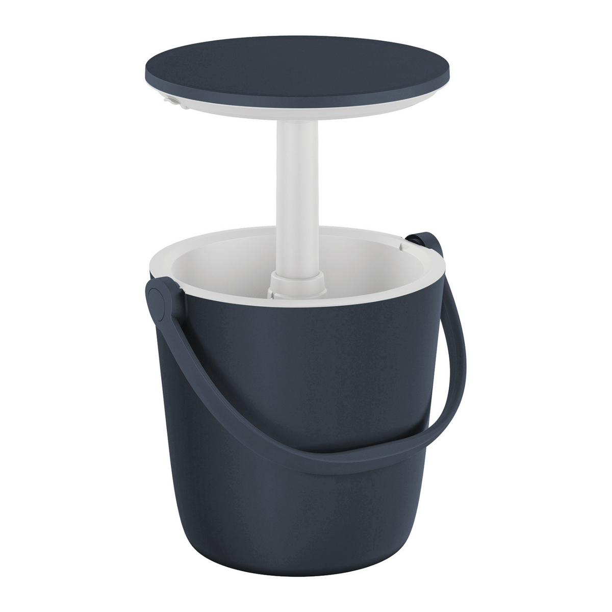 Glacière Go Bar graphite ouverte avec plateau relevé et anse intégrée sur fond blanc