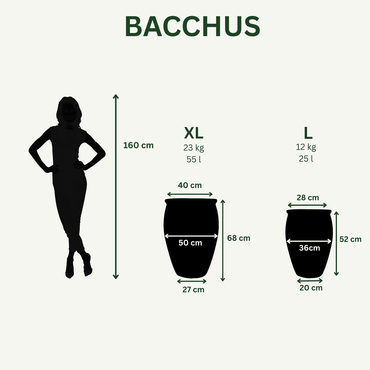 Vaso BACCHUS 50x68cm perla