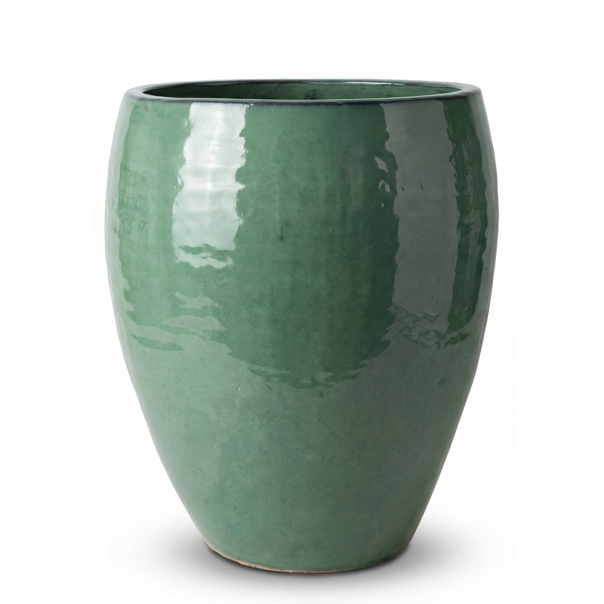 Pot Poseidon2 36x43 cm jade en terre cuite émaillée, vue de face sur fond blanc