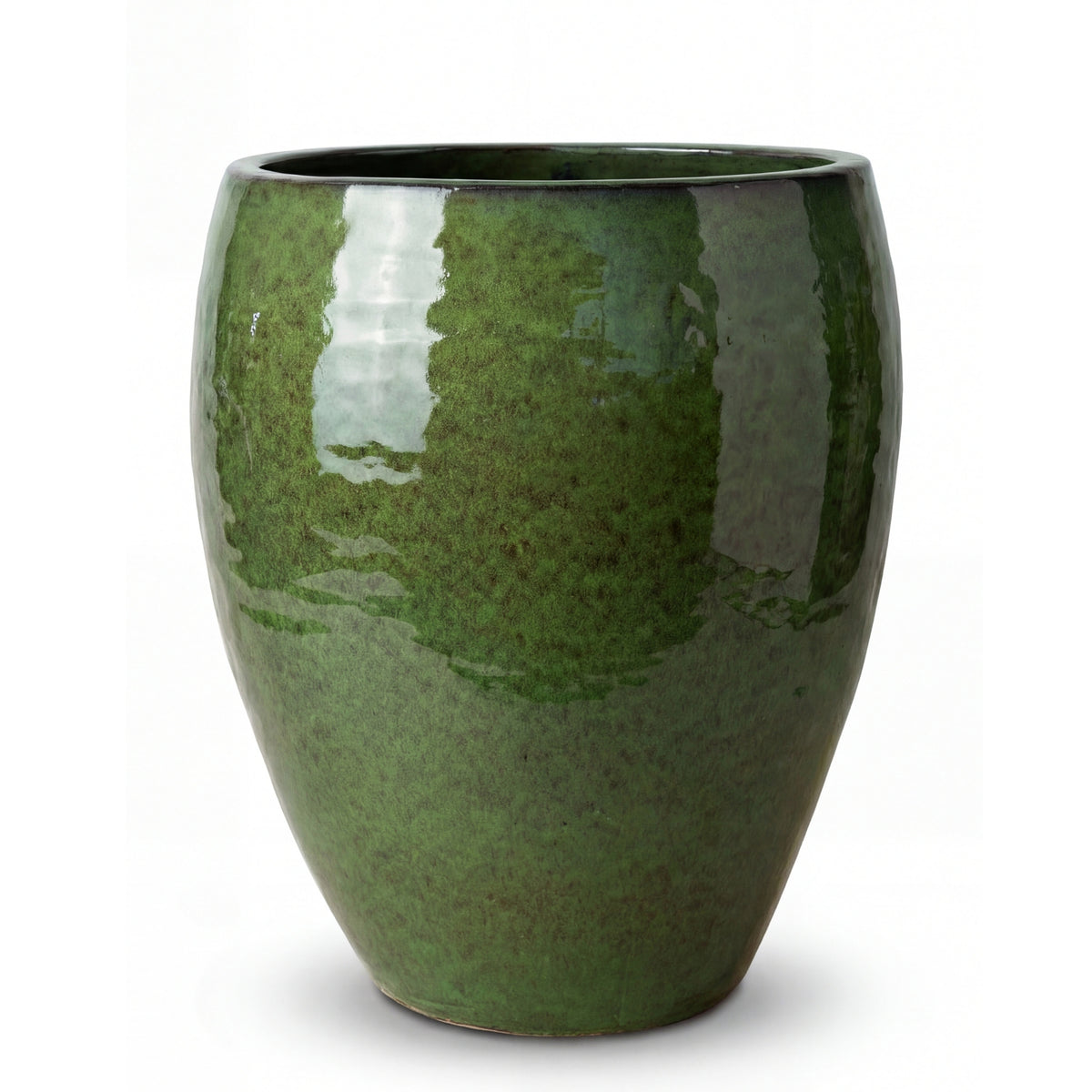 Vaso Poseidon2 36x43 cm Verde tropicale in ceramica smaltata, vista frontale su sfondo bianco