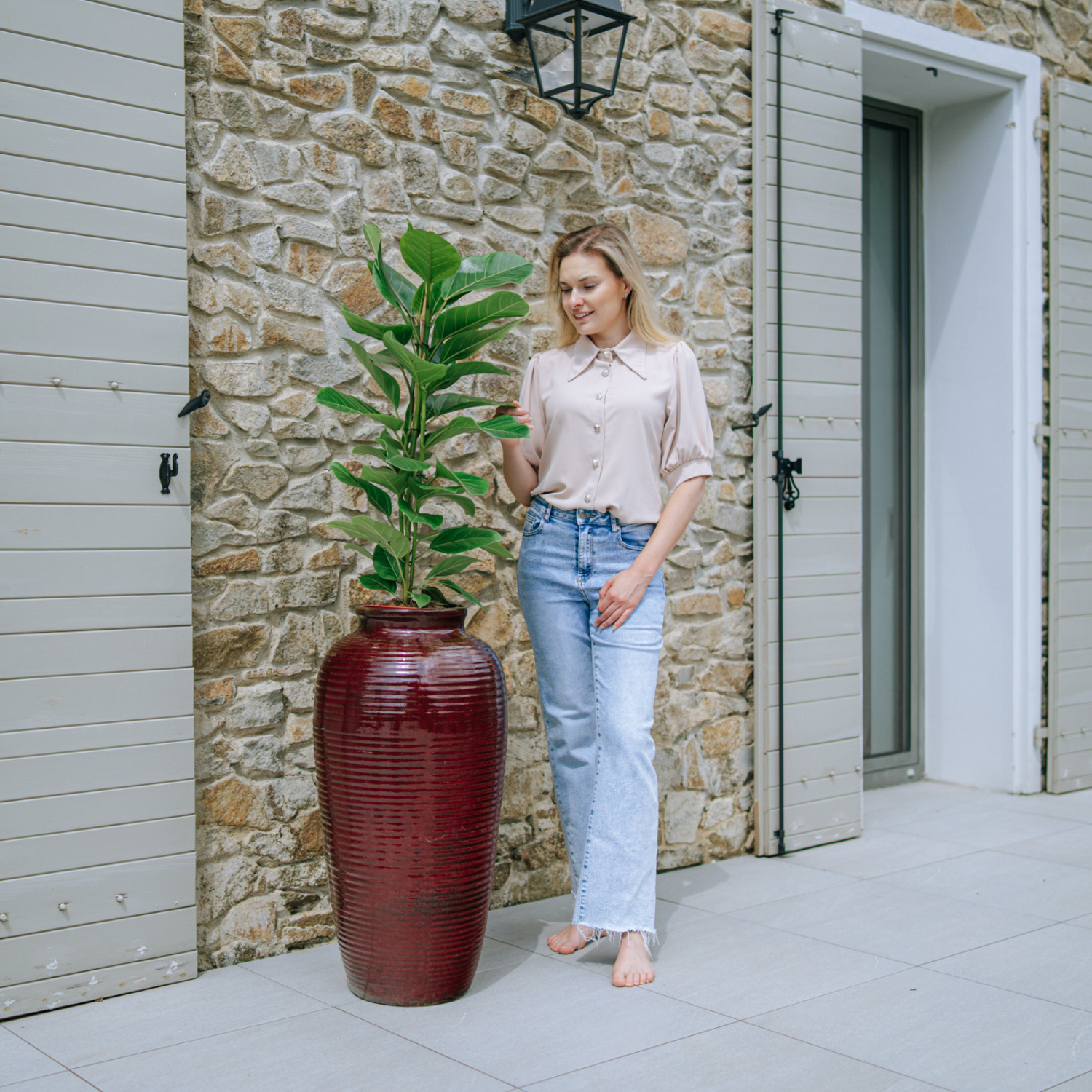 Pot ARCHIMEDE 40x83cm rouge brique Provencelia