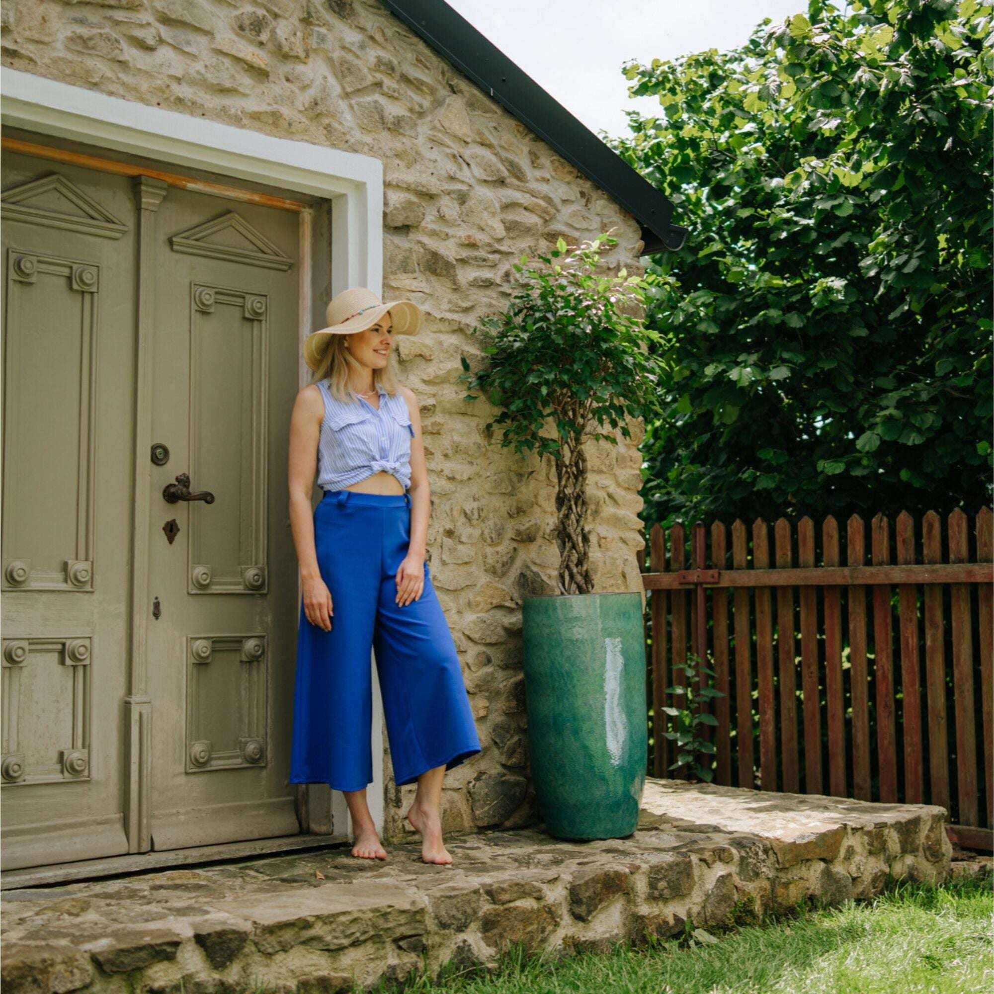 Pot ATHENA 40x81cm bleu océan Provencelia