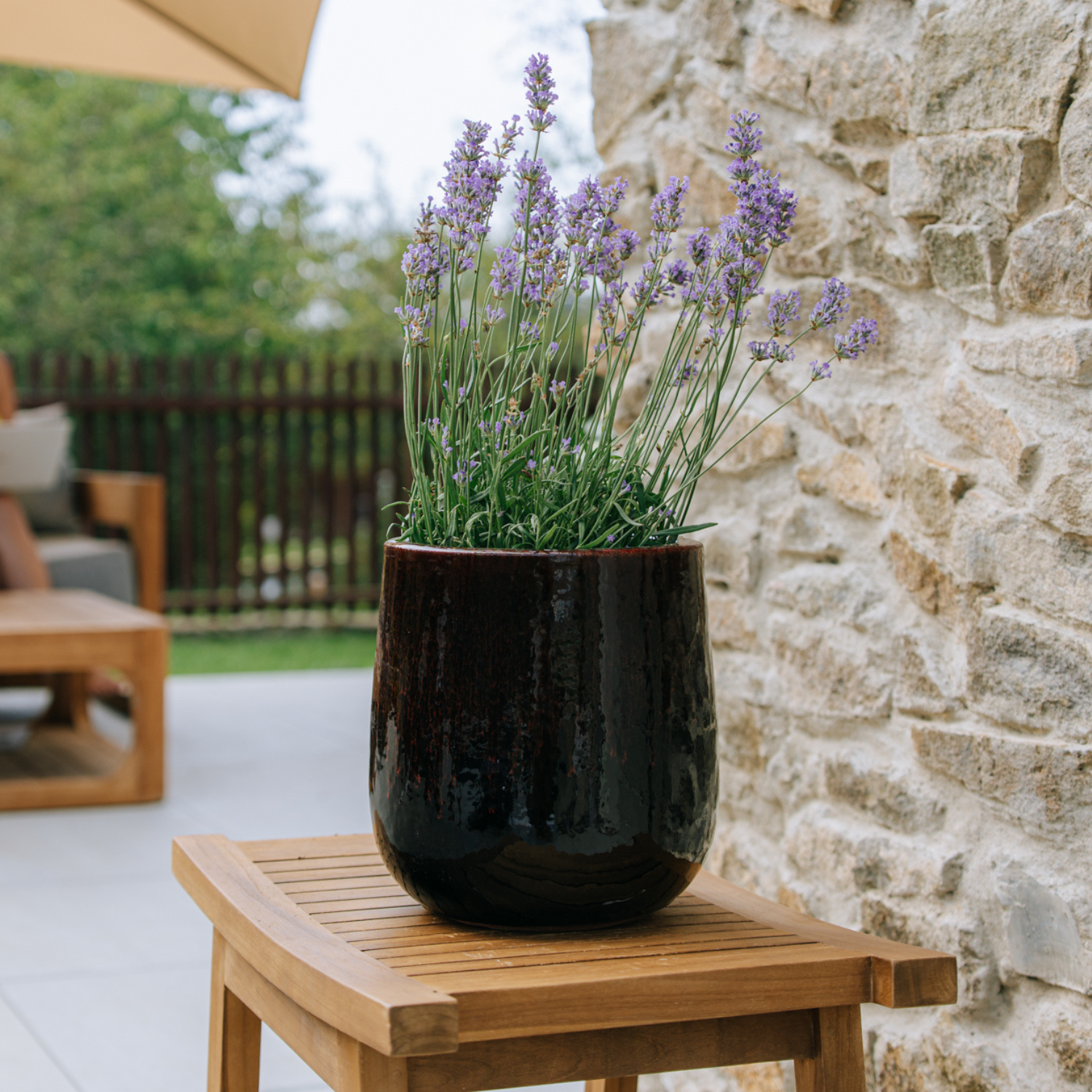 Pot DIANE 23x23cm noir & rouge Provencelia