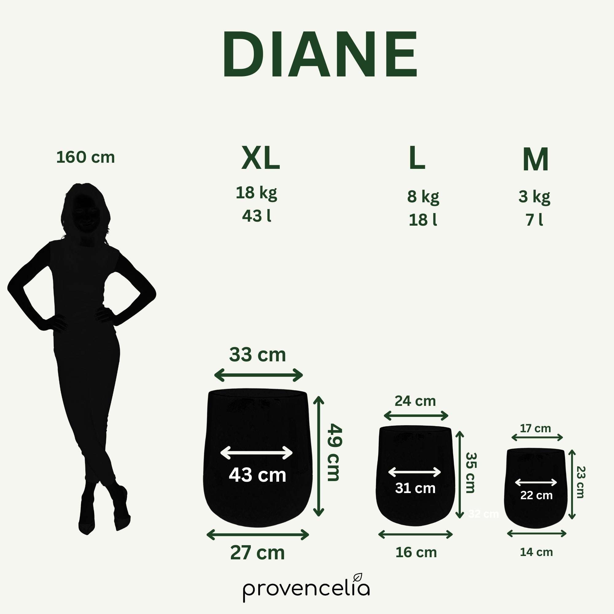 Pot DIANE 42x49cm perle Provencelia