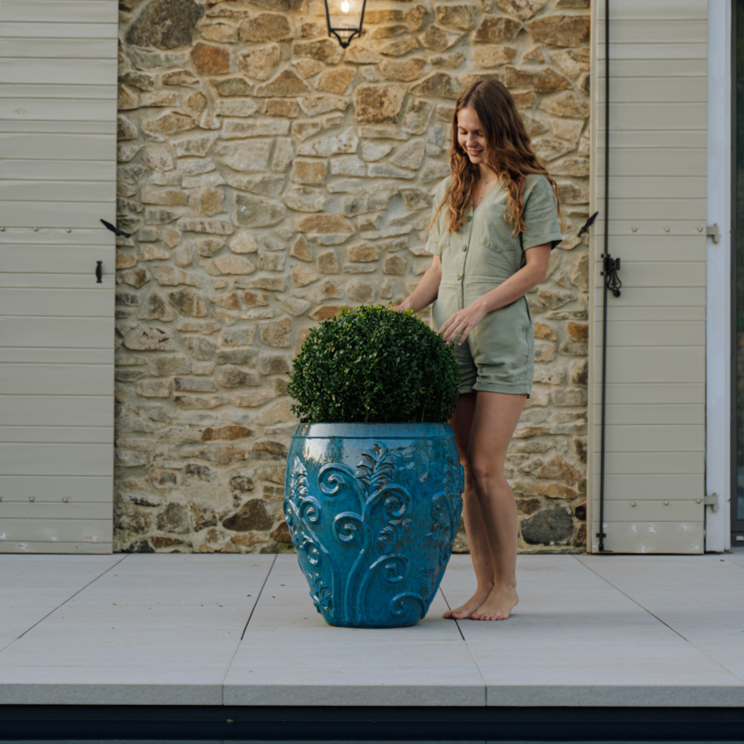 Pot GAIA 53x57cm bleu acier Provencelia