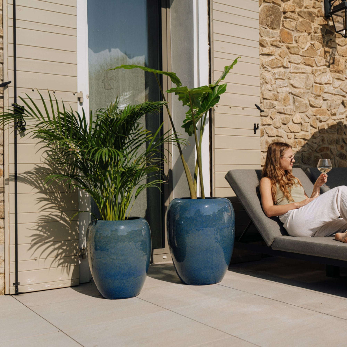 Planter GALILEE 50x60cm ultramarine blue Provencelia