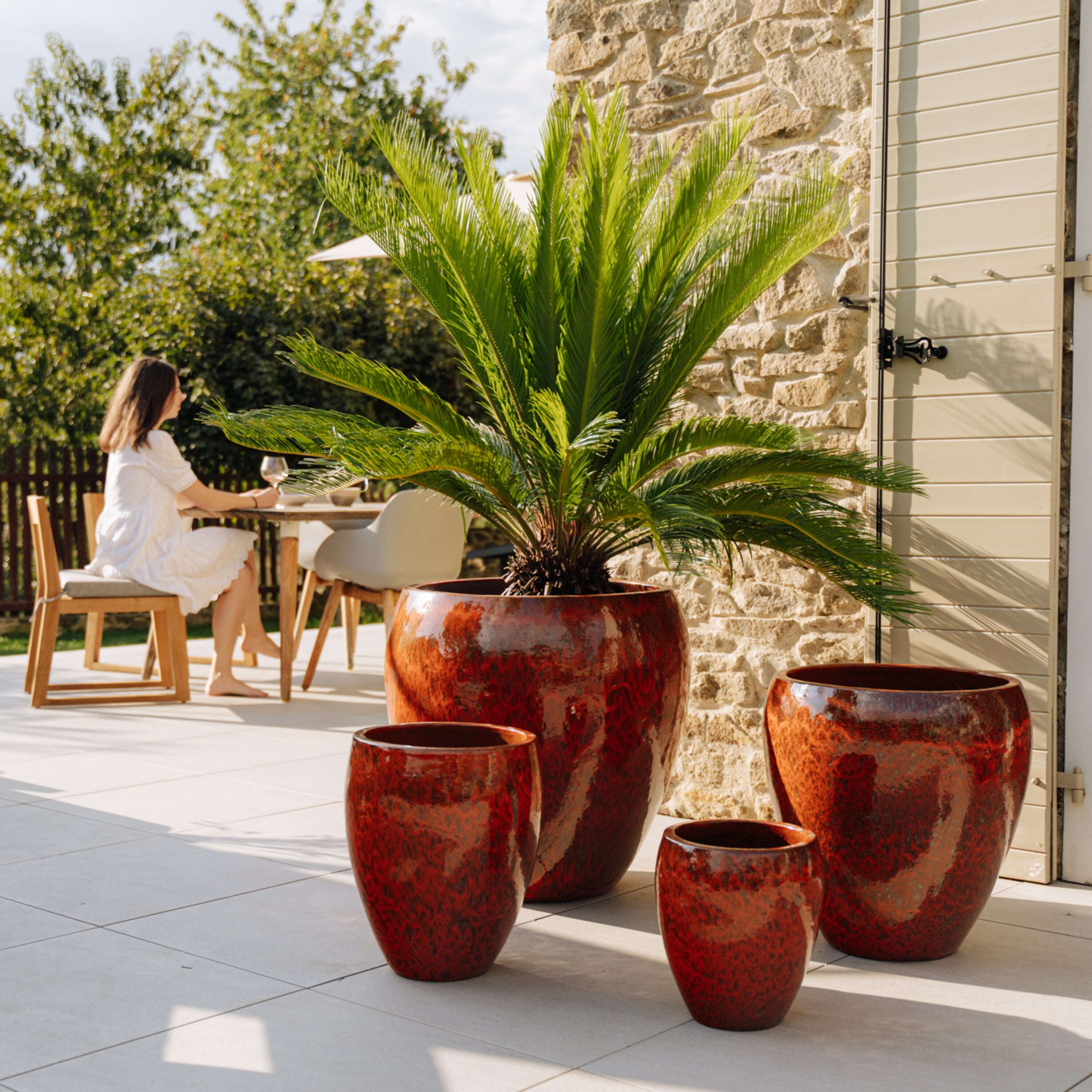 Pot LAFONTAINE 69x65cm rouille d'automne Provencelia