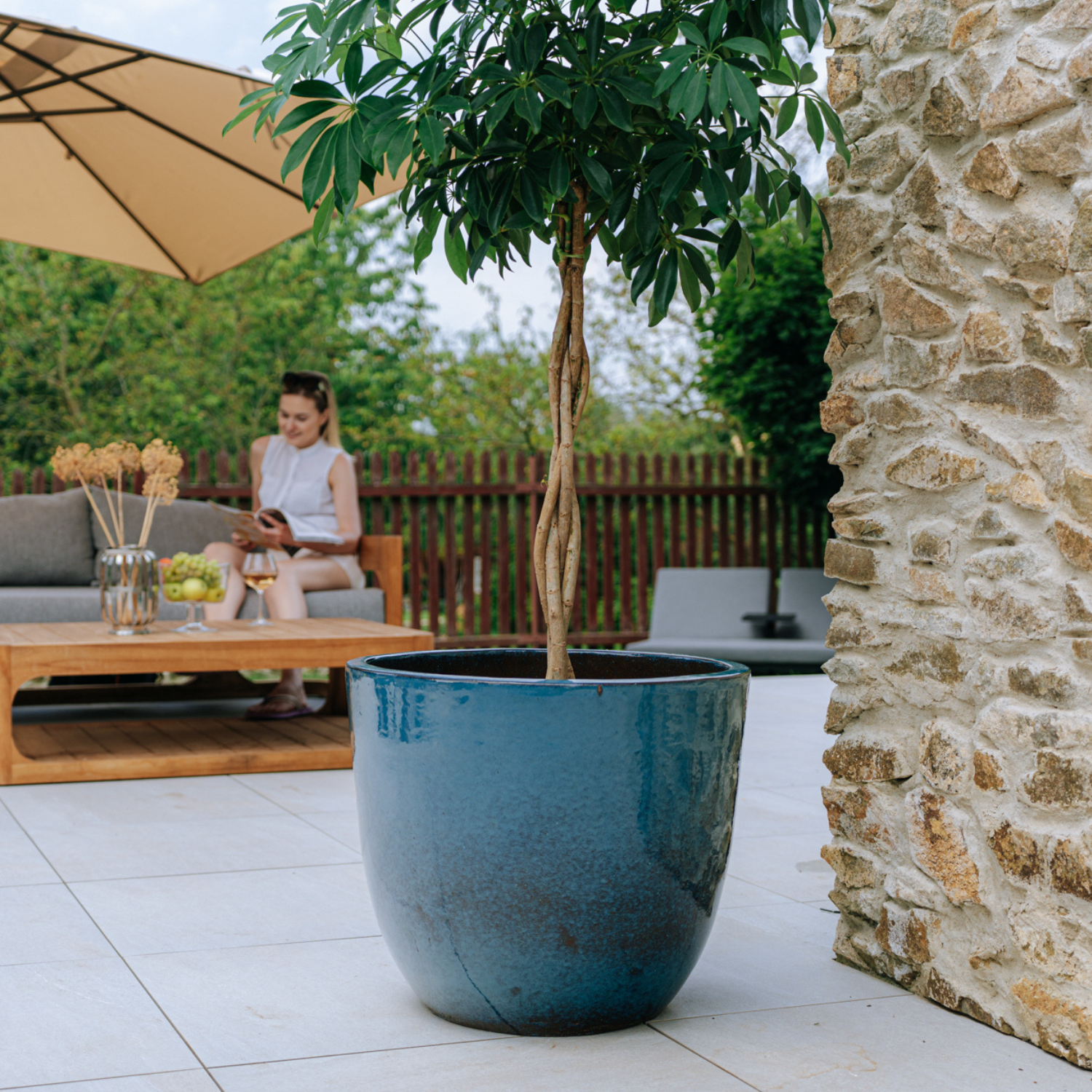 Pot LANCELOT 57x50cm bleu fer Provencelia