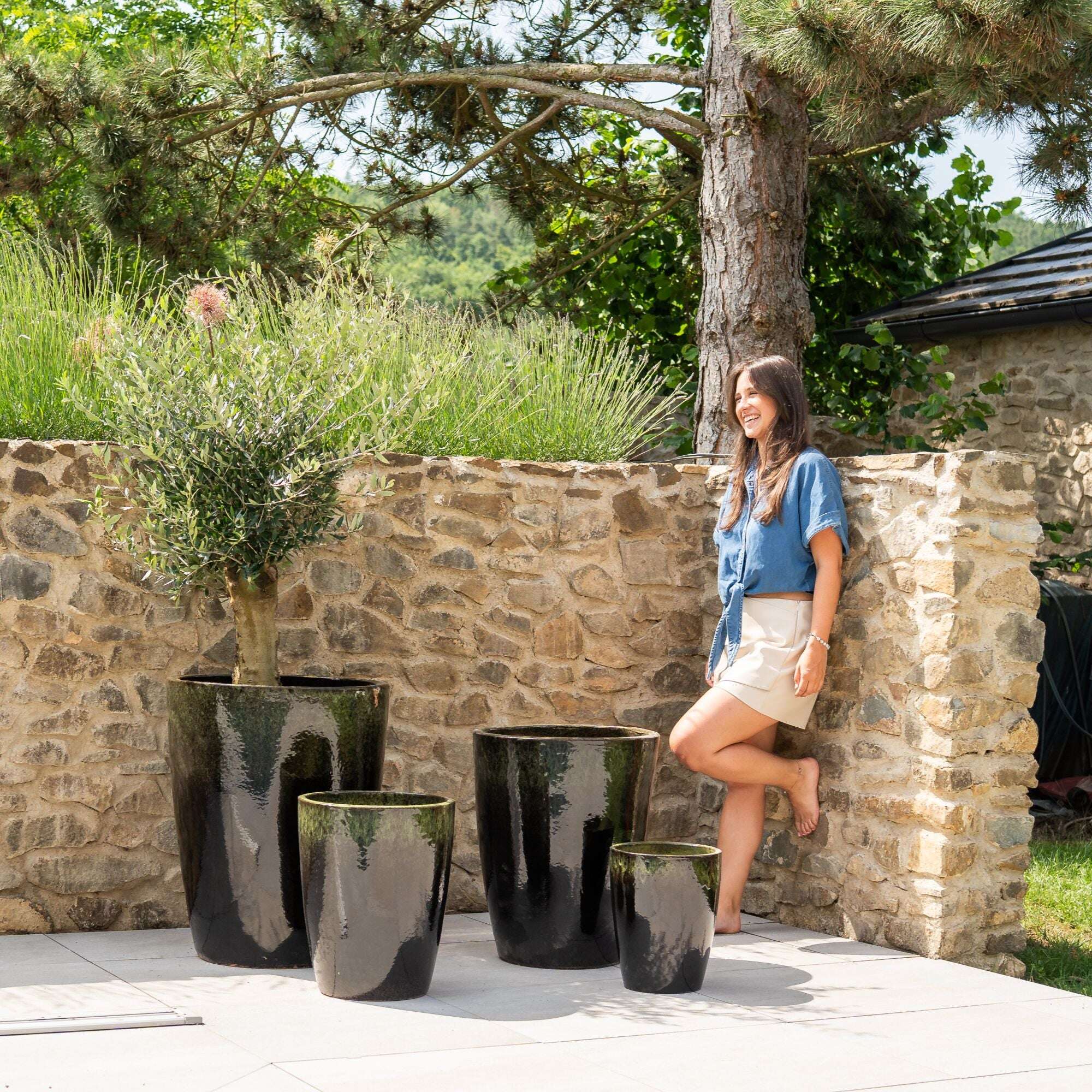 Pot MAZARIN 55x69cm noir & vert Provencelia