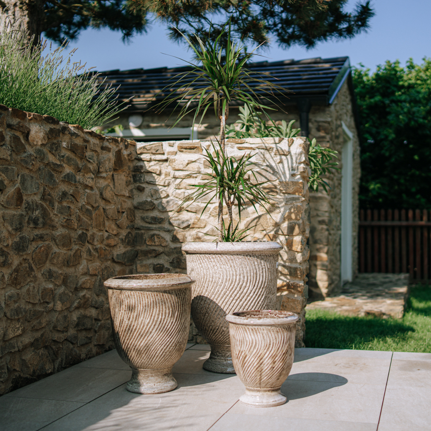 Pot MORGANE 55x69cm blanc tigré Provencelia