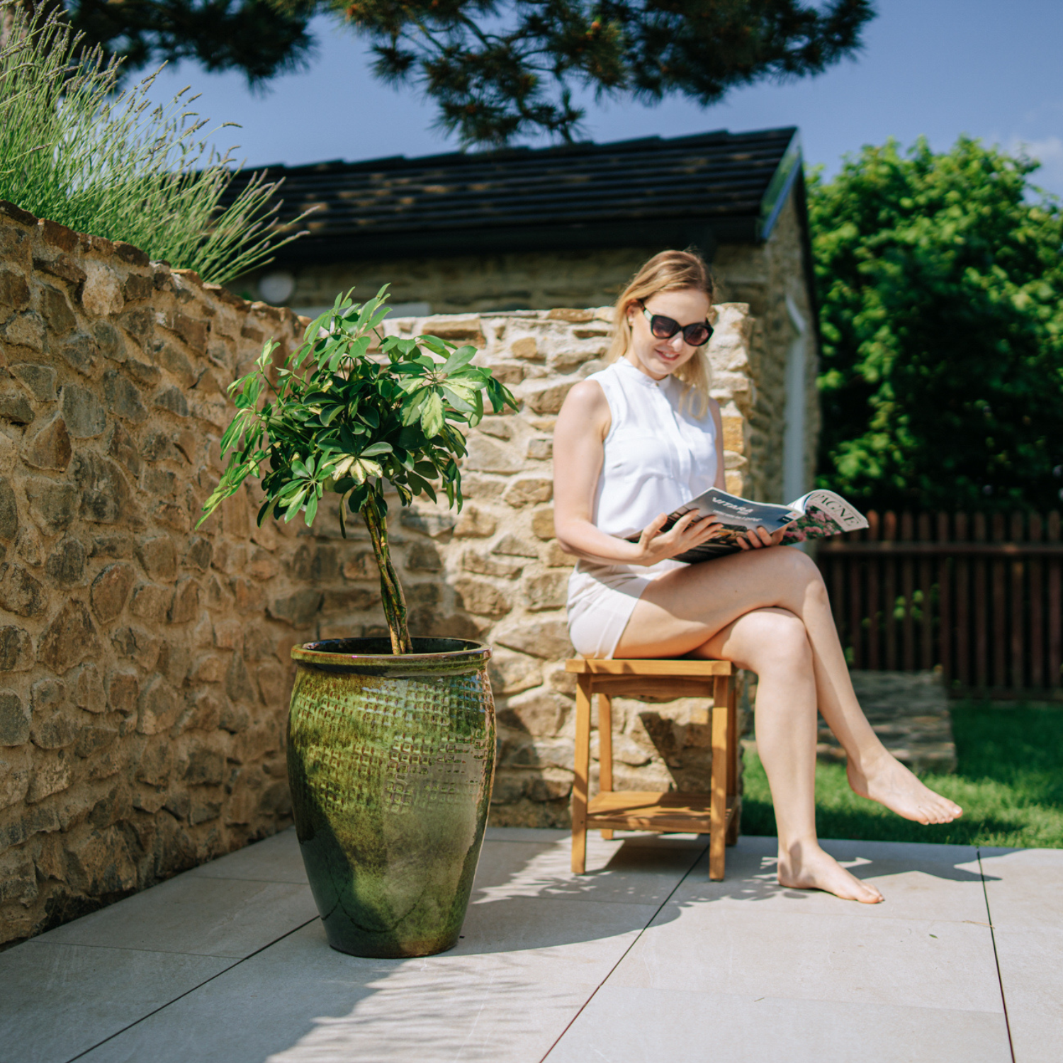 Pot POSEIDON 36x52cm vert tropical Provencelia