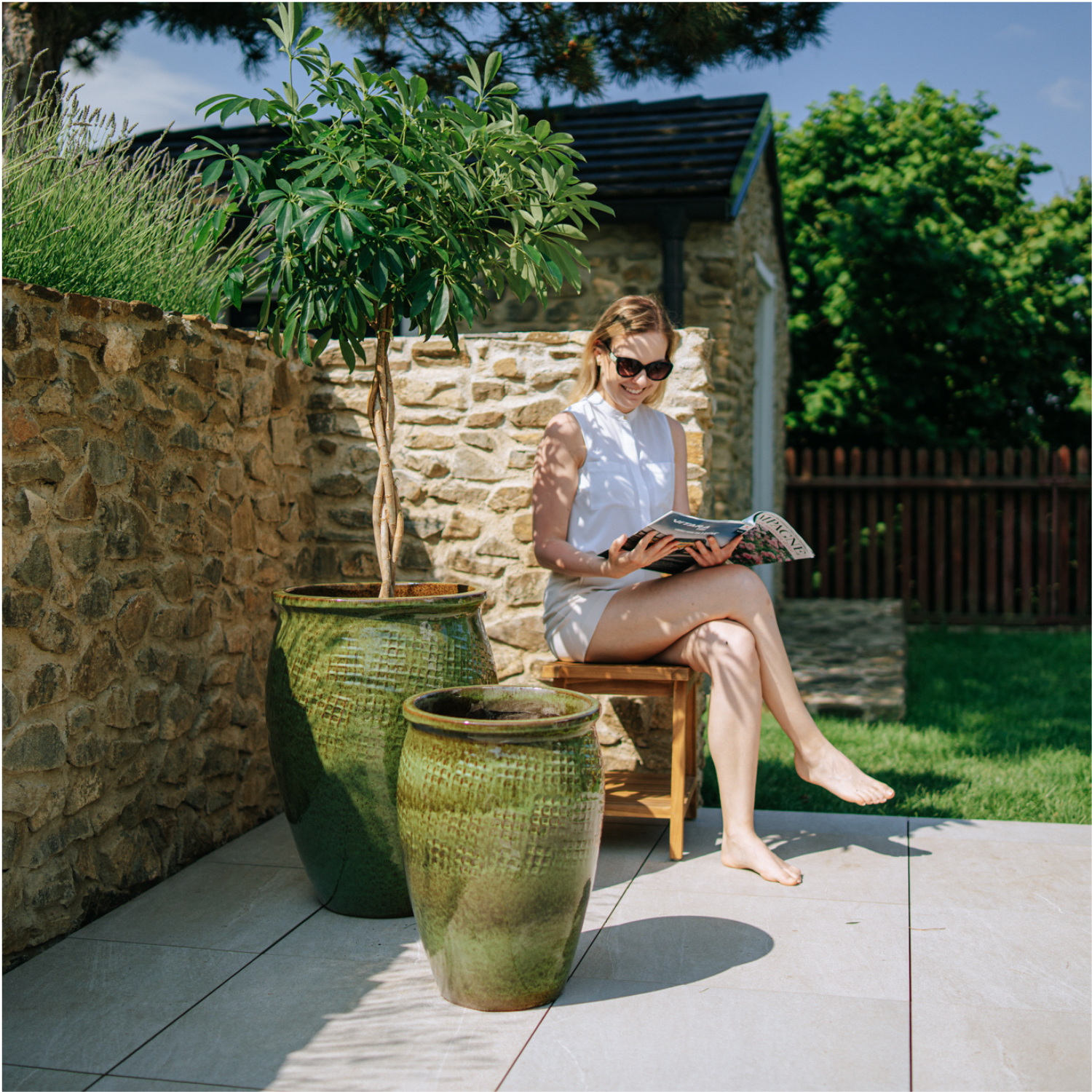 Pot POSEIDON 36x52cm vert tropical Provencelia