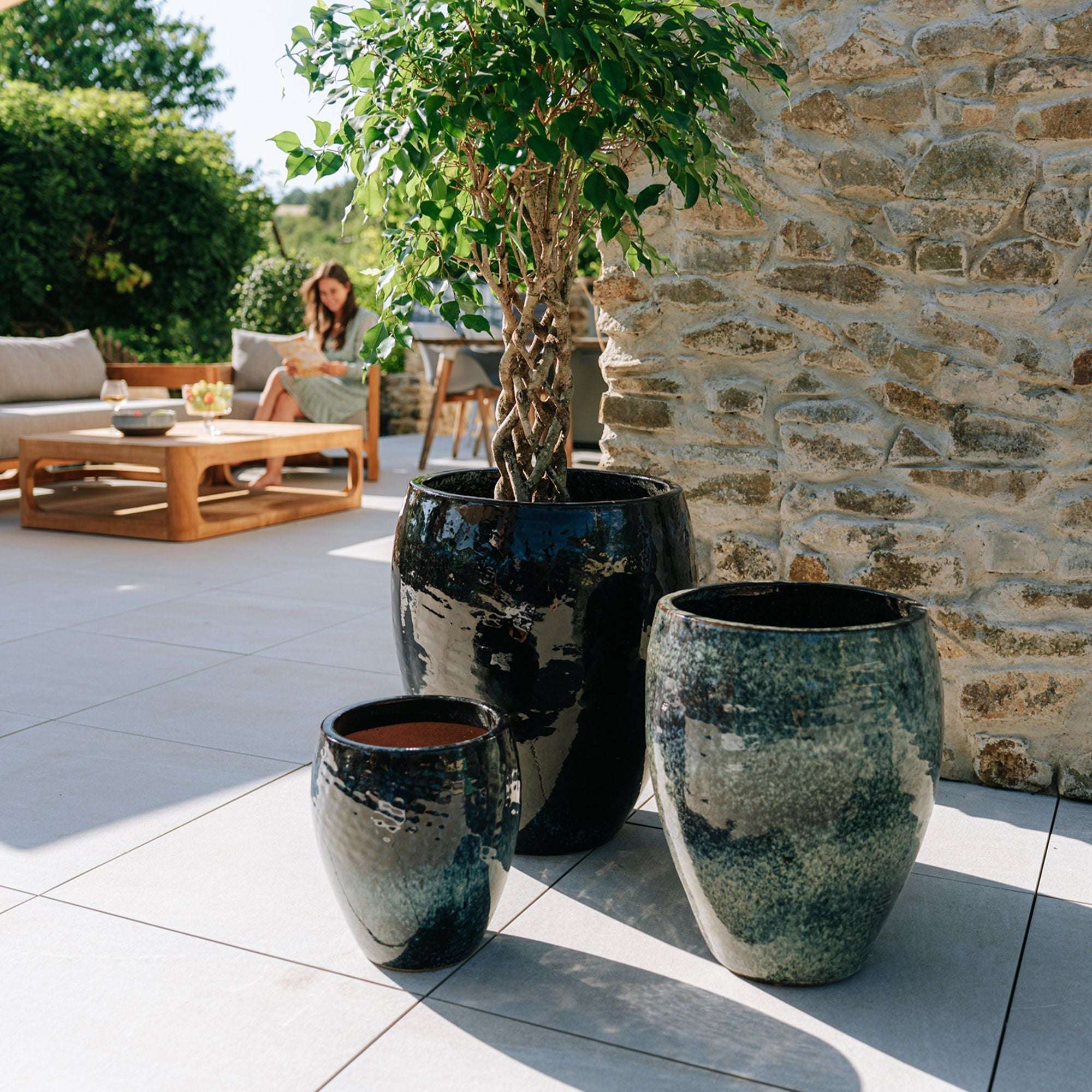 Pot POSEIDON2 28x31cm bleu abysse Provencelia