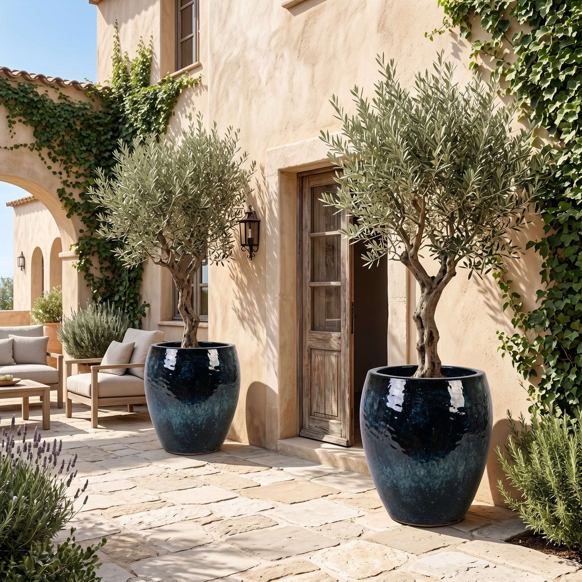 Pot POSEIDON2 46x55cm bleu abysse Provencelia