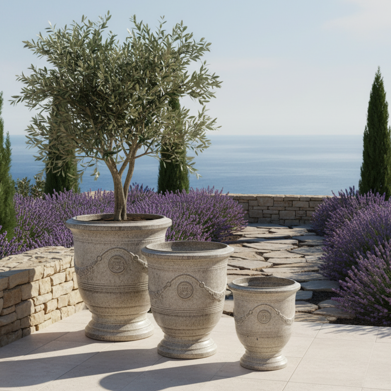 Pot RICHELIEU 58x70cm tigre blanc Provencelia