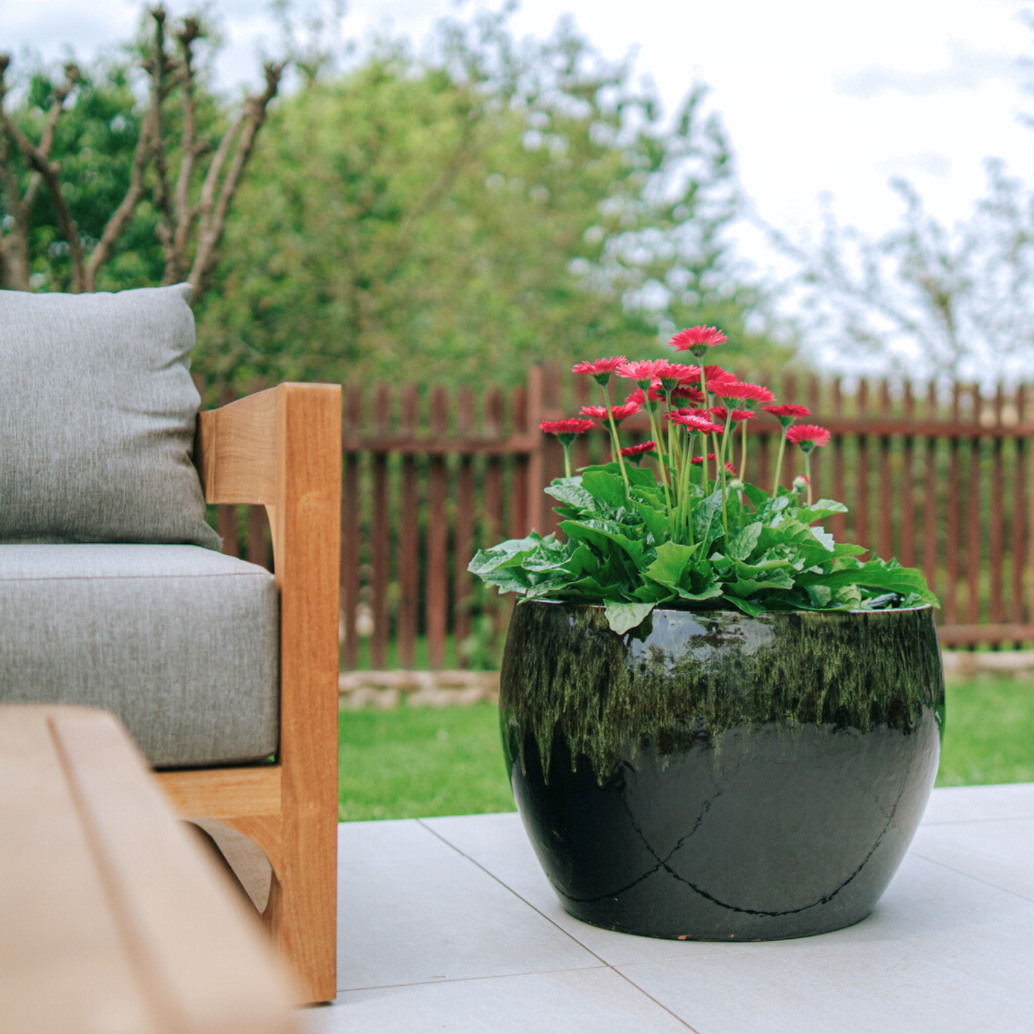 Pot ROMULUS 55x38cm noir & vert Provencelia