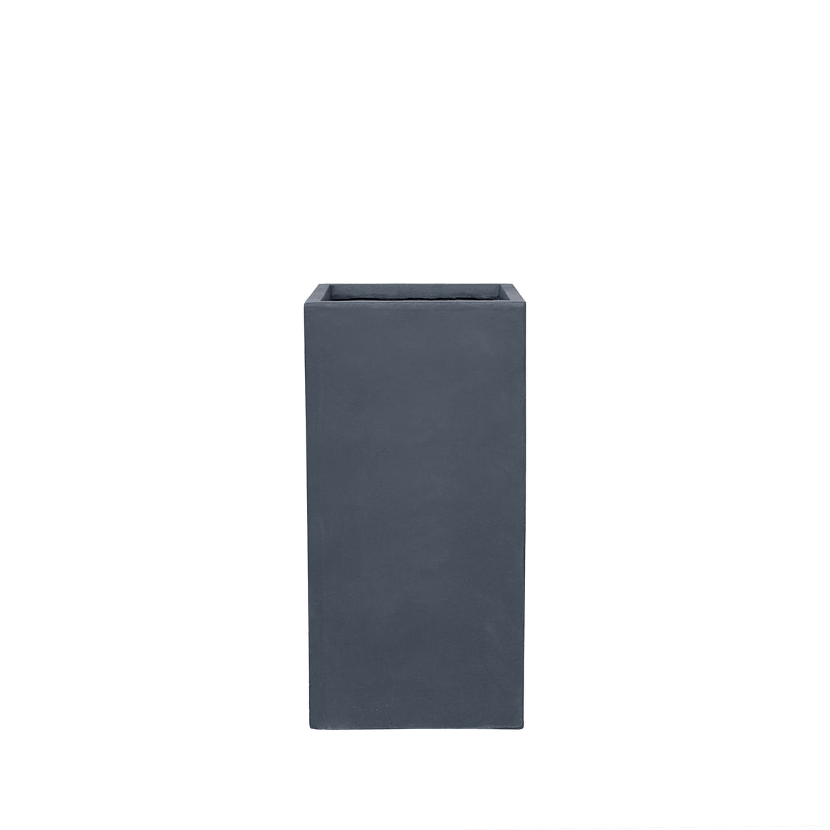 Cache-pot pré percé Kubix rectangle 35x70 cm gris foncé en béton fibré, vue de face sur fond blanc