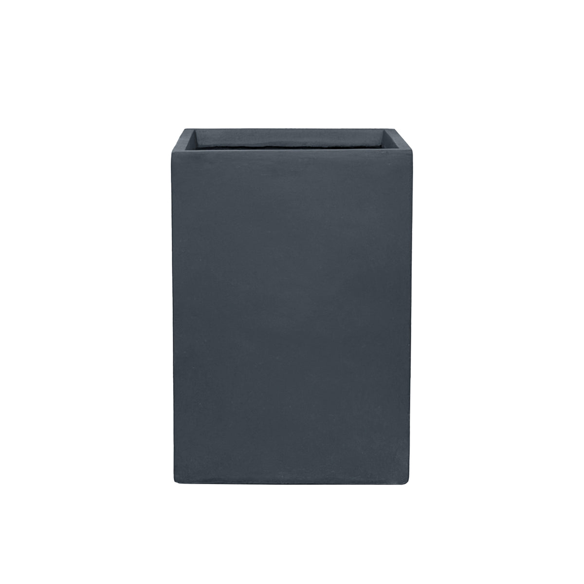 Cache-pot pré percé Kubix rectangle 38x54 cm gris foncé en béton fibré, vue de face sur fond blanc