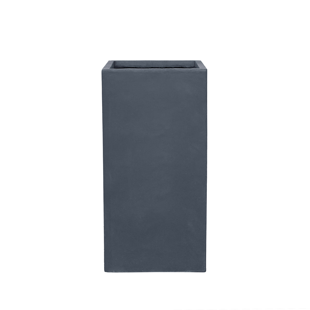 Cache-pot pré percé Kubix rectangle 41x81 cm gris foncé en béton fibré, vue de face sur fond blanc