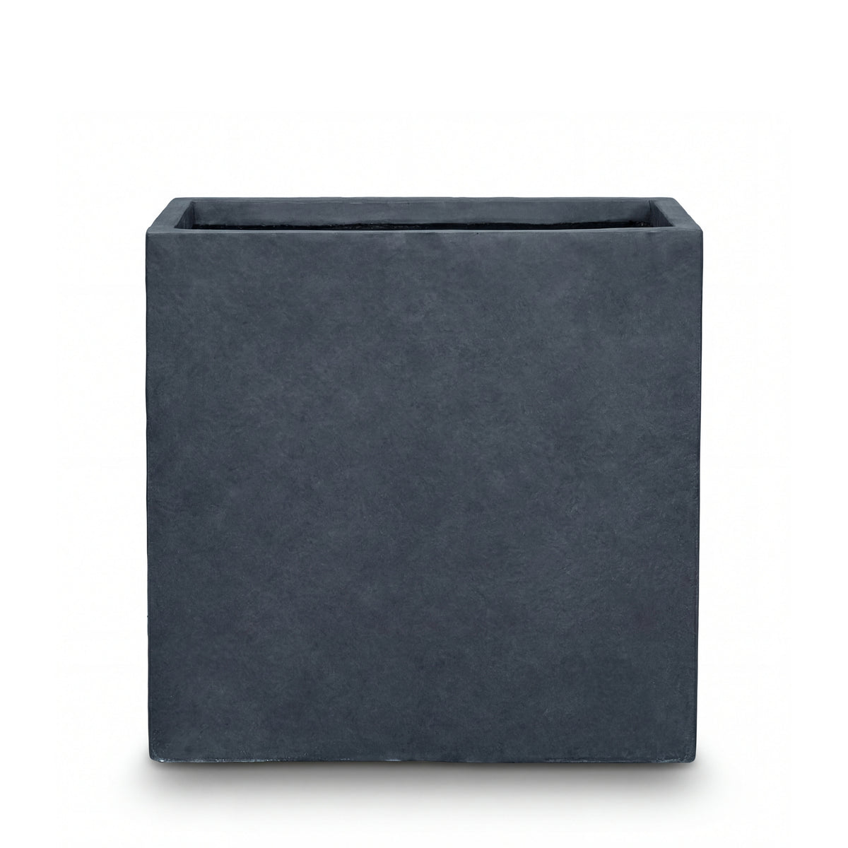 Cache-pot pré percé Kubix rectangle 40x40 cm gris foncé en béton fibré, vue de face sur fond blanc