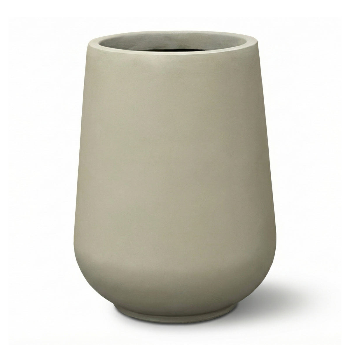 Pre-drilled Monolith 40x53 cm beige fibre concrete cachepot, front view on white background