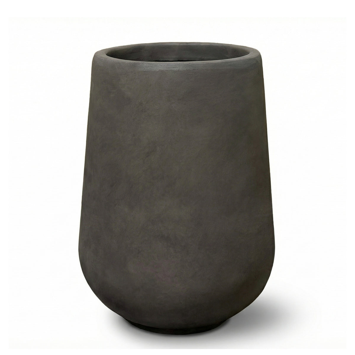 Pre-drilled Monolith 40x53 cm Brown fibre concrete cachepot, front view on white background