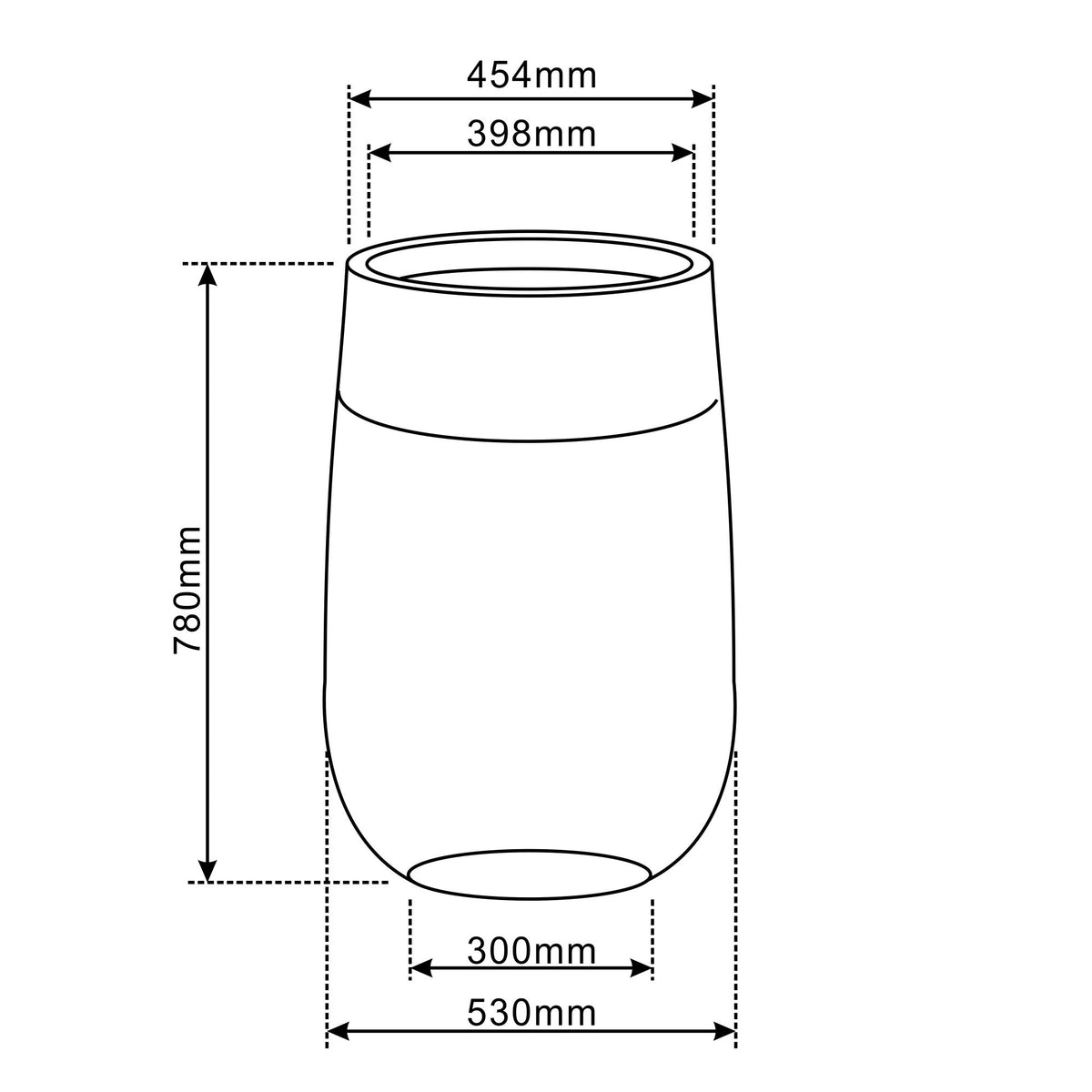 Portavaso pre-forato Opus 53x78 cm grigio scuro in calcestruzzo fibrorinforzato, disegno con dimensioni