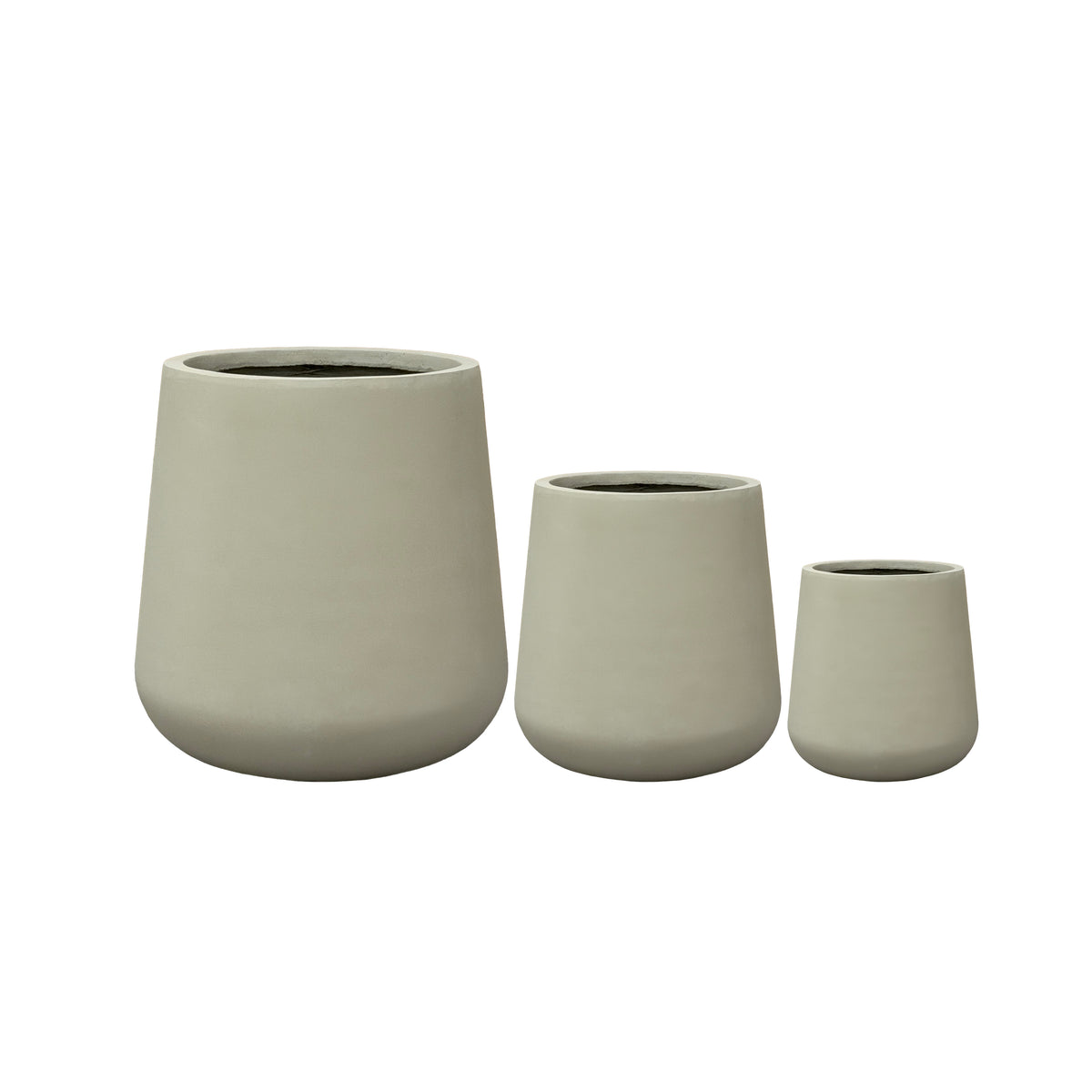 Portavaso preforato Silex beige in calcestruzzo fibrorinforzato, tre dimensioni viste frontalmente
