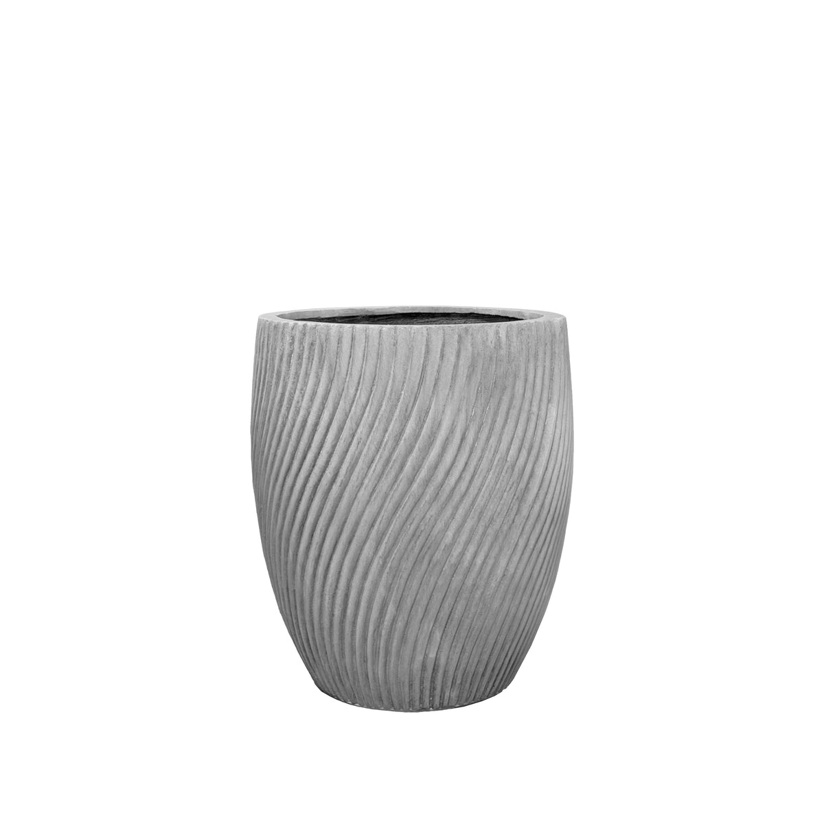 Cache-pot pré percé Solstice 40x46 cm gris clair en béton fibré, vue de face sur fond blanc