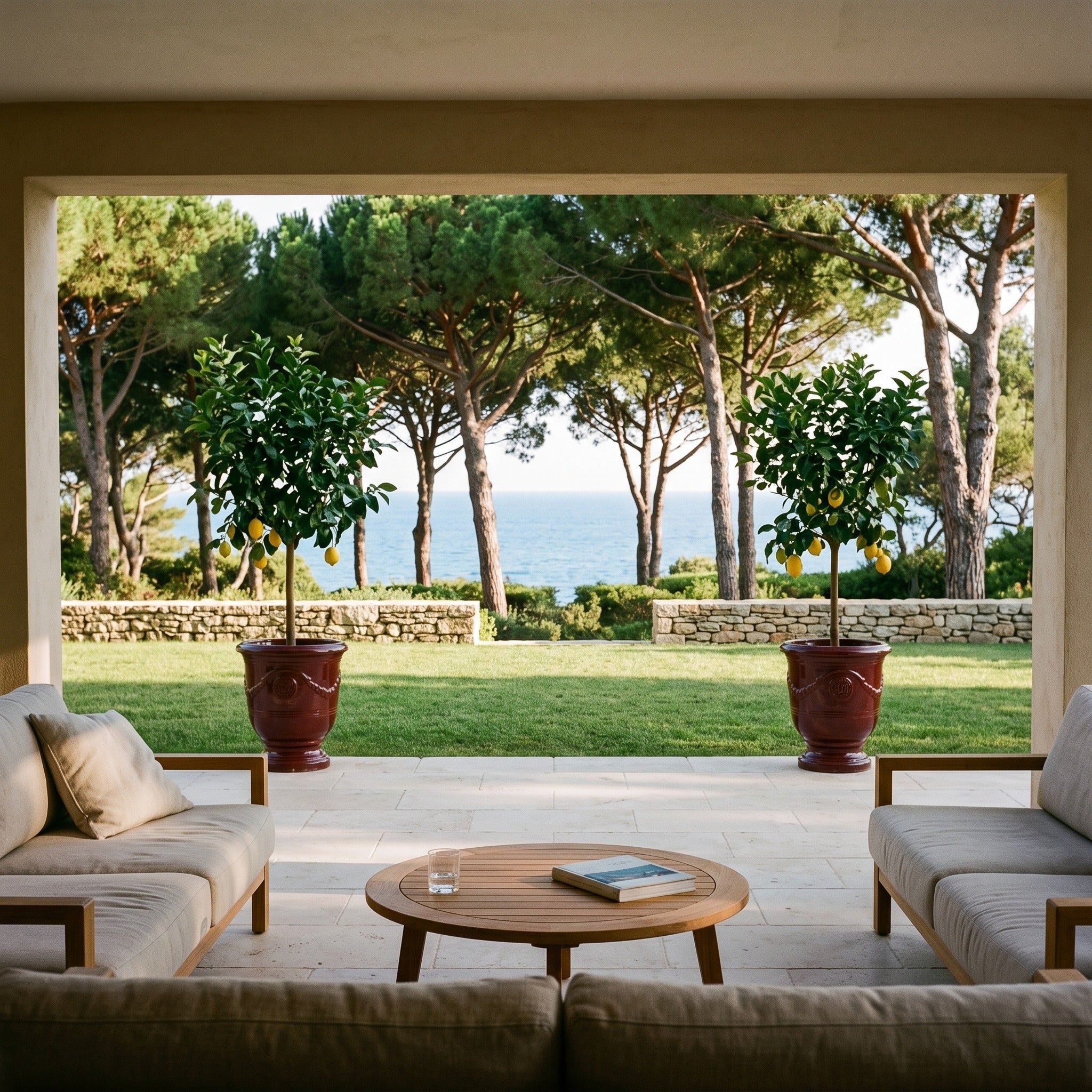 Provencelia RICHELIEU – glazed ceramic outdoor planter, Brick Red, XL 46 × 56 cm