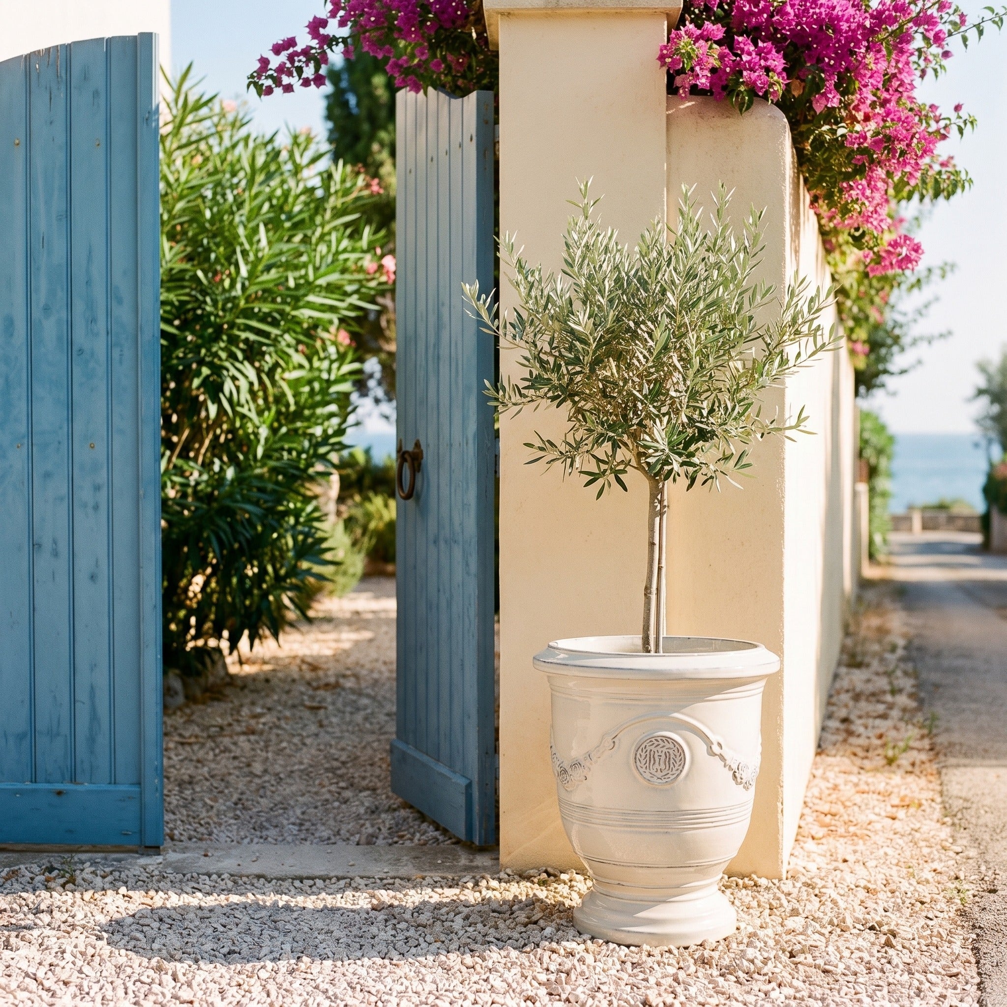 Provencelia RICHELIEU – glazed ceramic outdoor planter, Cream, XL 46 × 56 cm