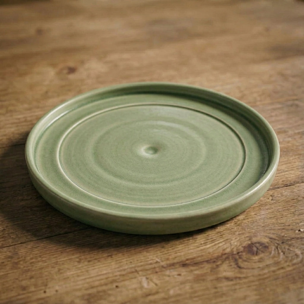 Groene keramische schotel voor plantenbak – vorstbestendig