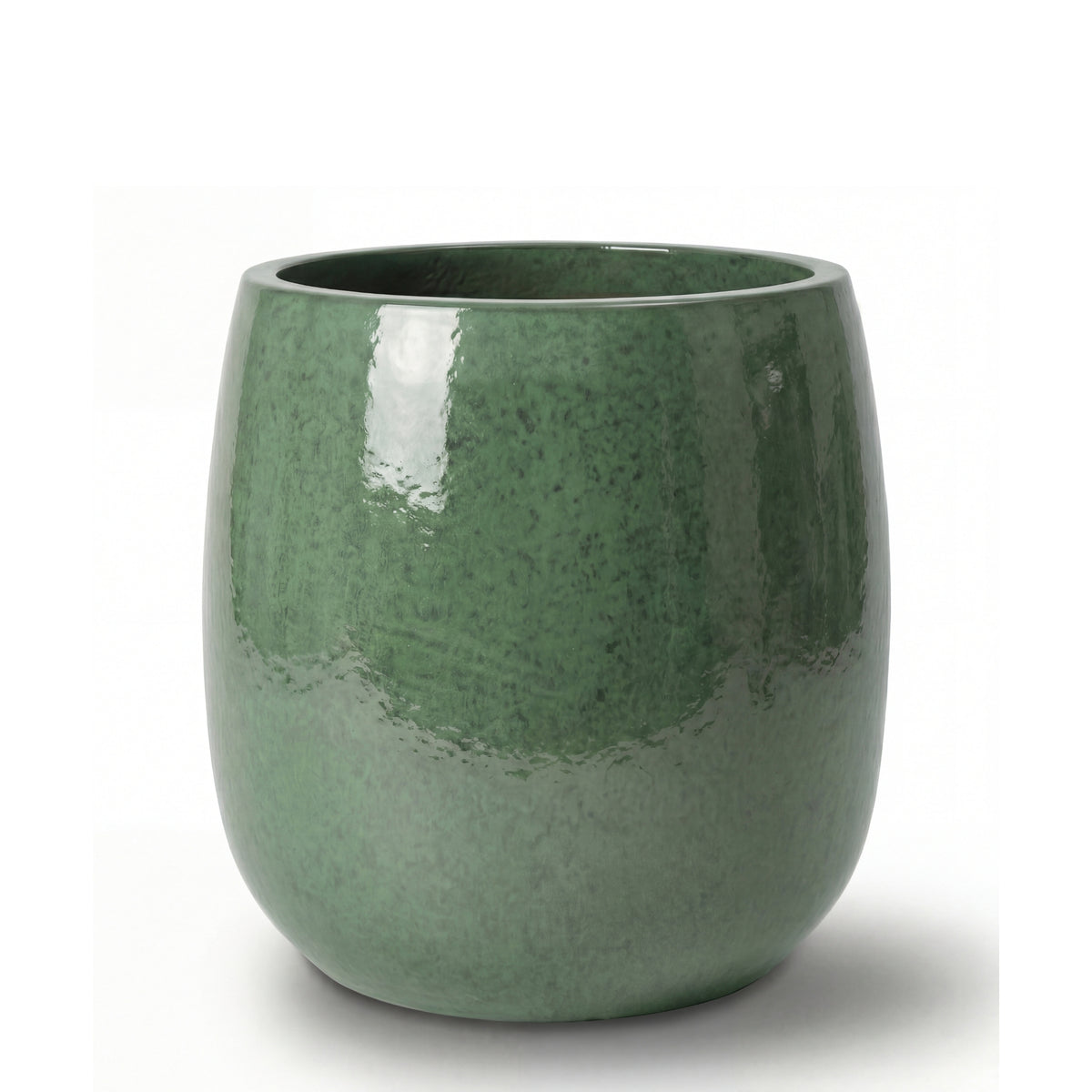 Macetero Socrate 32x33 cm jade de cerámica esmaltada, vista frontal sobre fondo blanco