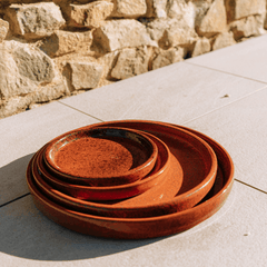 Soucoupe 16cm rouille d'automne faite à la main en terre cuite émaillée