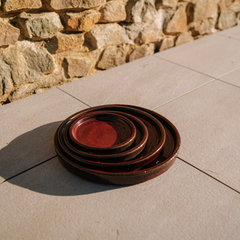 21cm brick red saucer, handmade in glazed terracotta