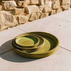 21cm lake green saucer, handmade in glazed terracotta