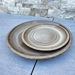 28cm sanded bronze saucer, handmade in glazed terracotta