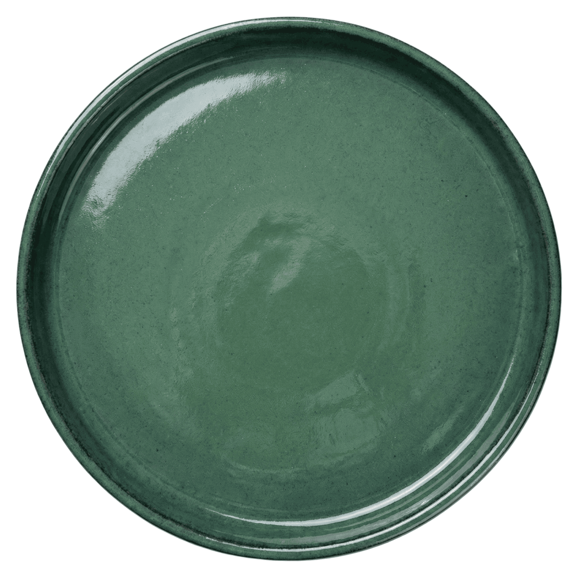 Soucoupe 28cm jade faite à la main en terre cuite émaillée Provencelia