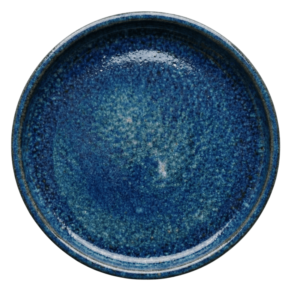Soucoupe 28cm bleu outremer faite à la main en terre cuite émaillée