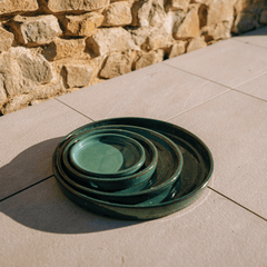34cm jade saucer, handmade in glazed terracotta