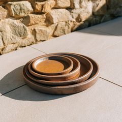 40cm iron-finished saucer, handmade in glazed terracotta