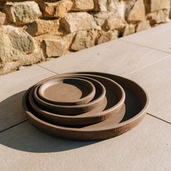 Sottovaso rotondo 28cm grafite fatto a mano in terracotta